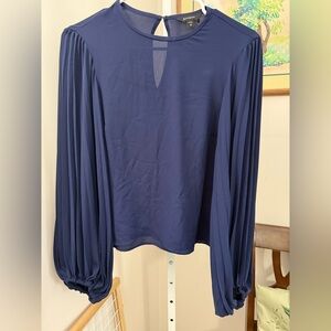 Express Navy Blue Bell Sleeve Blouse. NWOT. Size S/P.